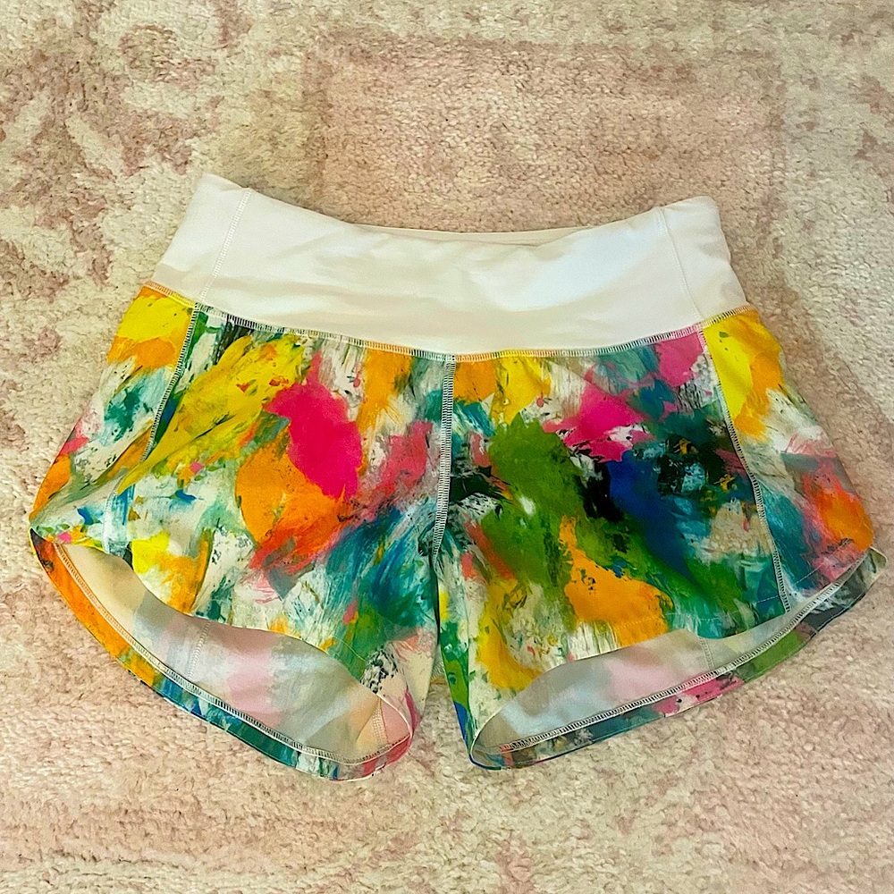 RARE Lululemon Speed Up Shorts No Limits White Multi Mid Rise